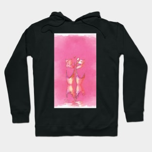 Watercolor Minimal Pink Ballet Pointe Shoes on Ballerina Feet Classically Dancing on Water with Grace and Reflection Hoodie